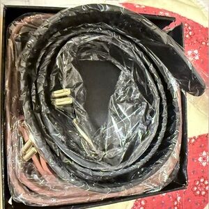 Sendefn Two Belt Set in Leather with Gold Hardware one Black One Tan 31 to 37 In
